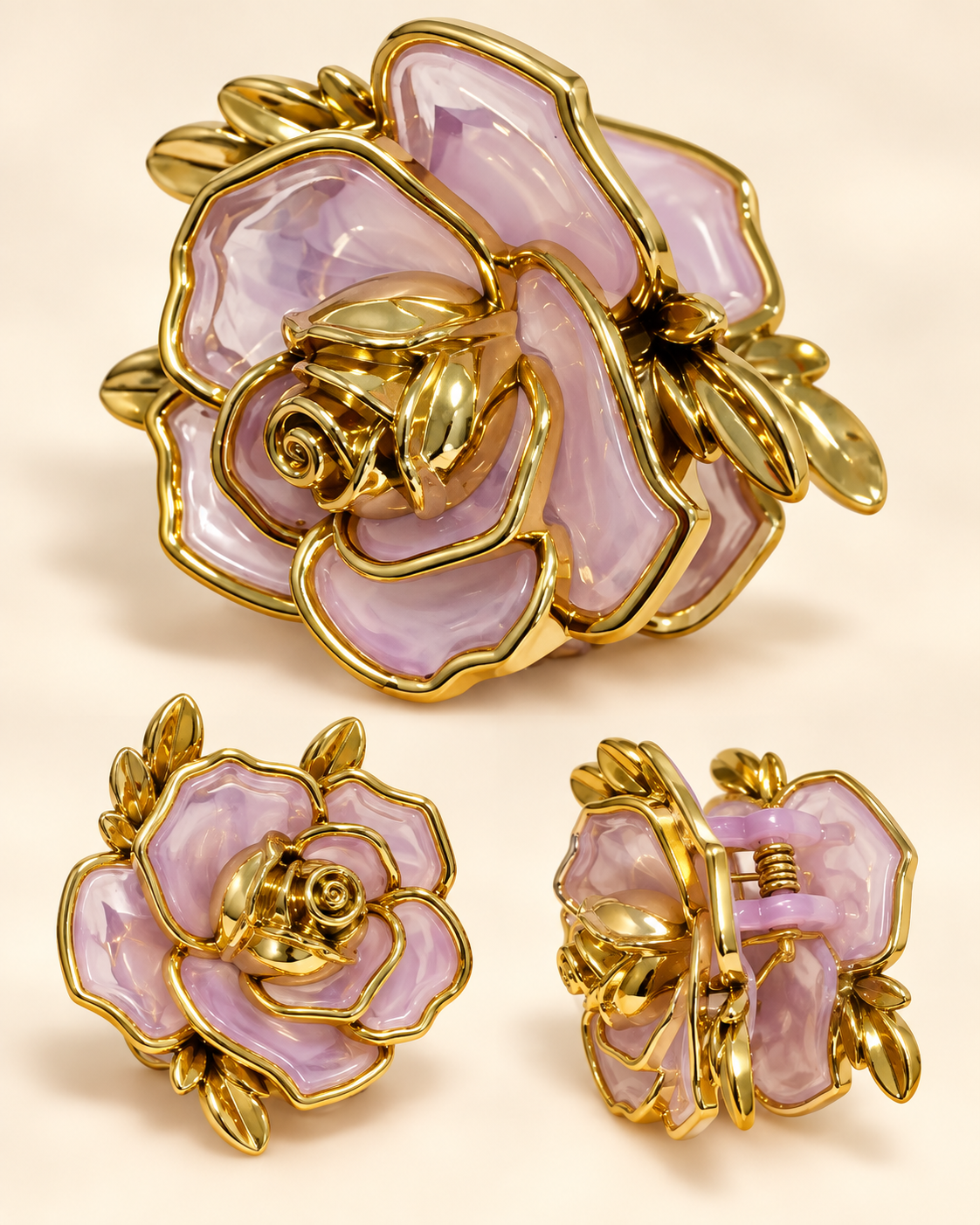 Pinza de rosas con bordes dorados