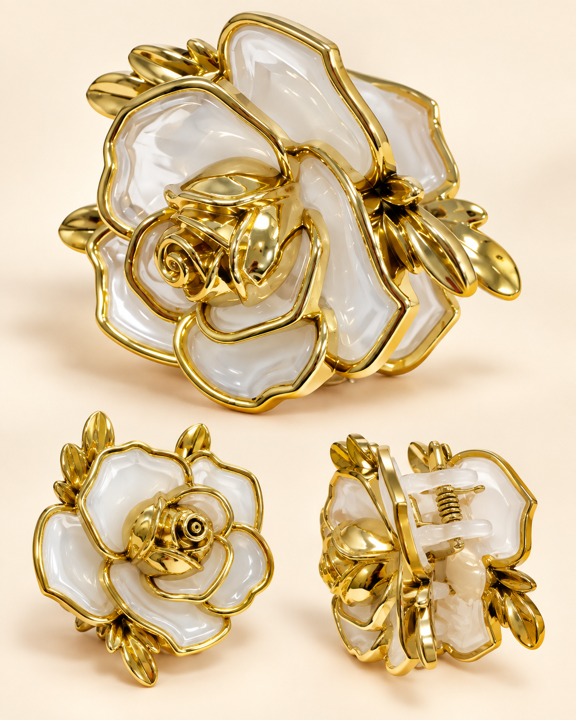 Pinza de rosas con bordes dorados