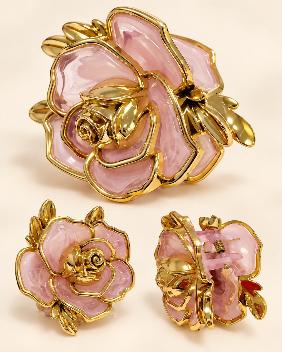 Pinza de rosas con bordes dorados