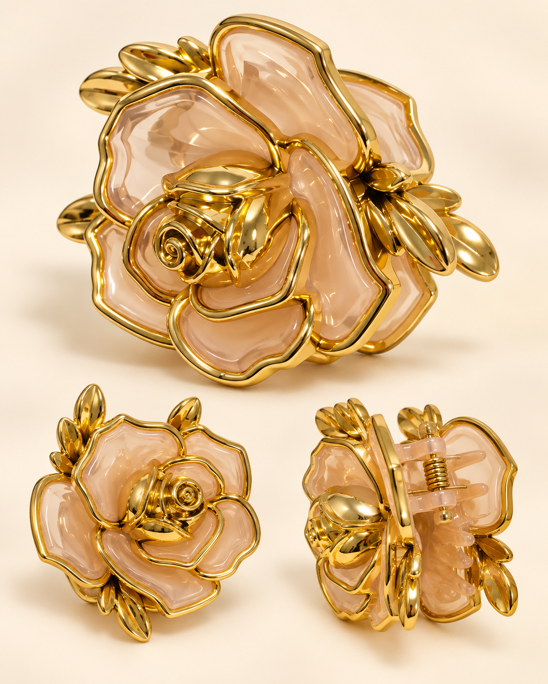 Pinza de rosas con bordes dorados