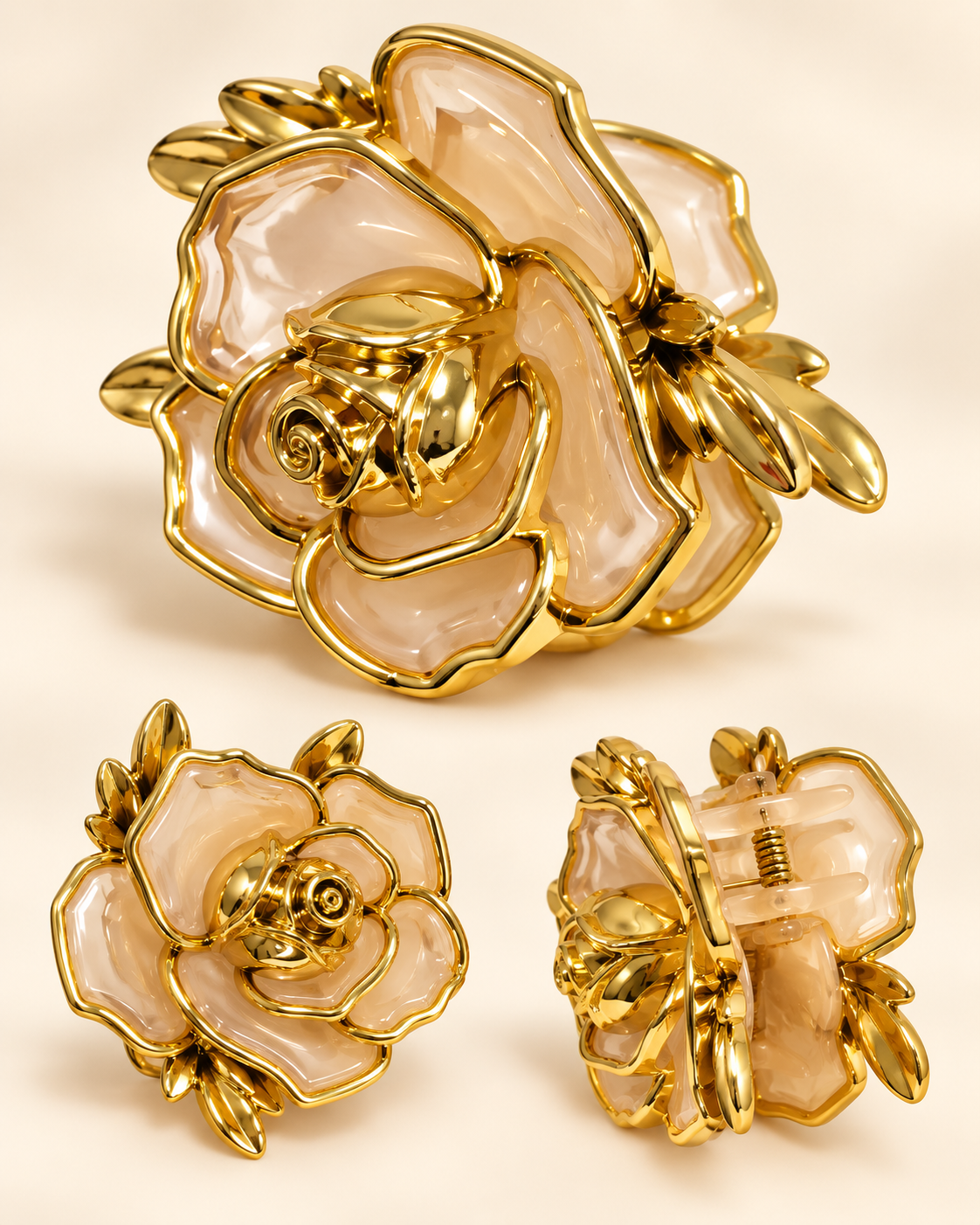 Pinza de rosas con bordes dorados