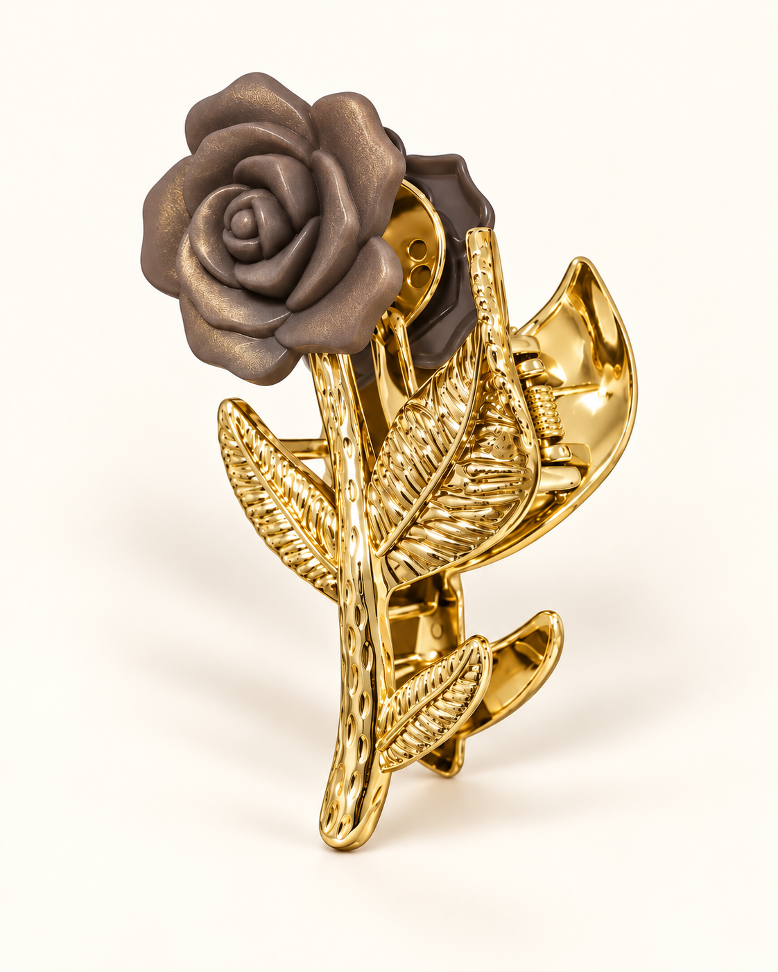 Pinzas para el cabello de rosas con tallo dorado